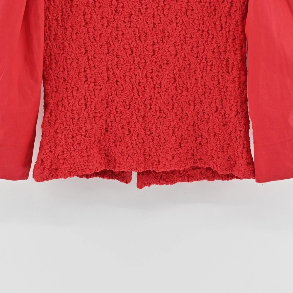 By Anthropologie Smocked Cardigan Size XS Red Button Up Puff Sleeve‎ Top Boho